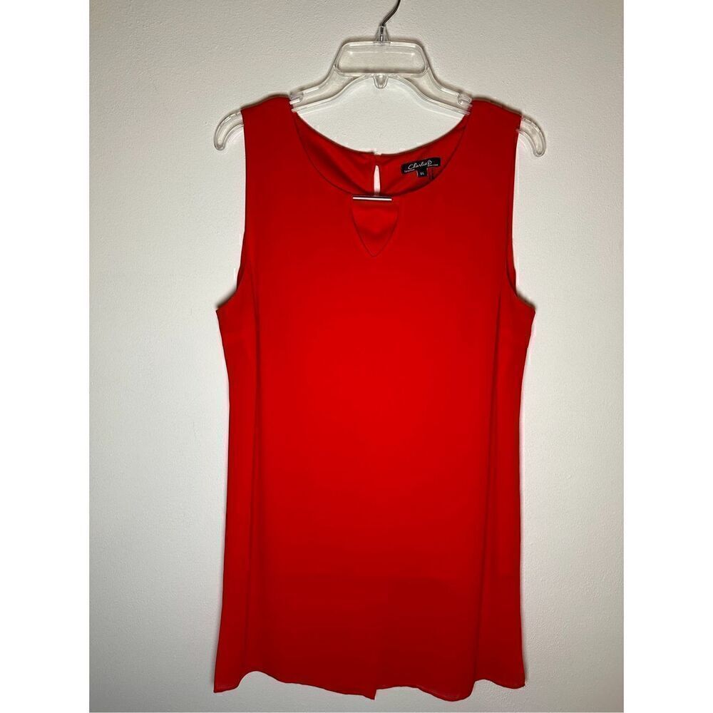 Charlie B red midi lined sleeveless dress size G/L #43-1323